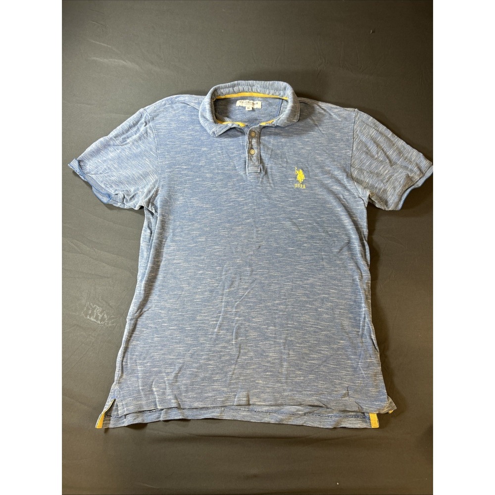 U.S. Polo Assn. Slim Fit Short Sleeve Polo Shirt Blue Heathered Men's XL